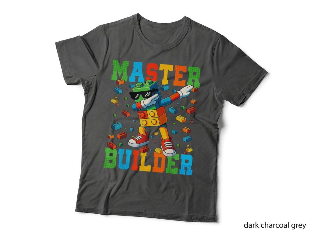 Master Builder Dabbing T-Shirt, Building Blocks Brick Tee, Cool Kids Gift