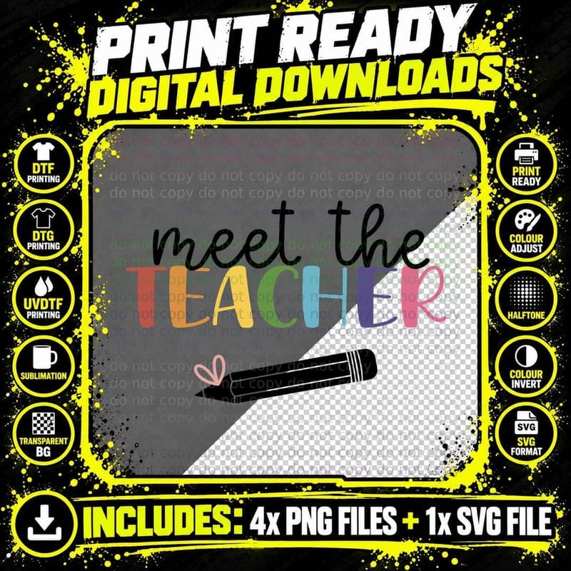 Meet the Teacher Back to School T-Shirt Png SVG Digital Bundle