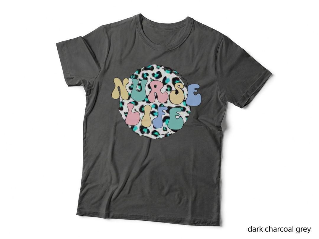 Nurse Life Nurse T-Shirt, Leopard Print Circle with Colorful Graphic Tee