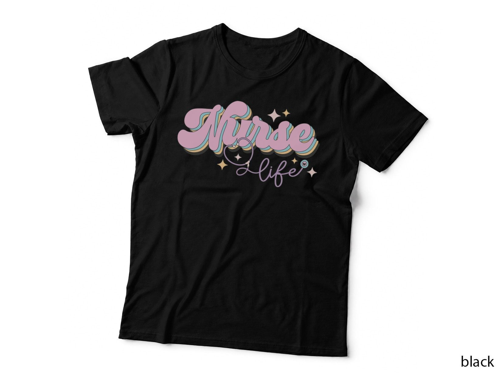 Nurse Life Nurse T-Shirt, Pastel Nurse-Themed Illustration Graphic Tee