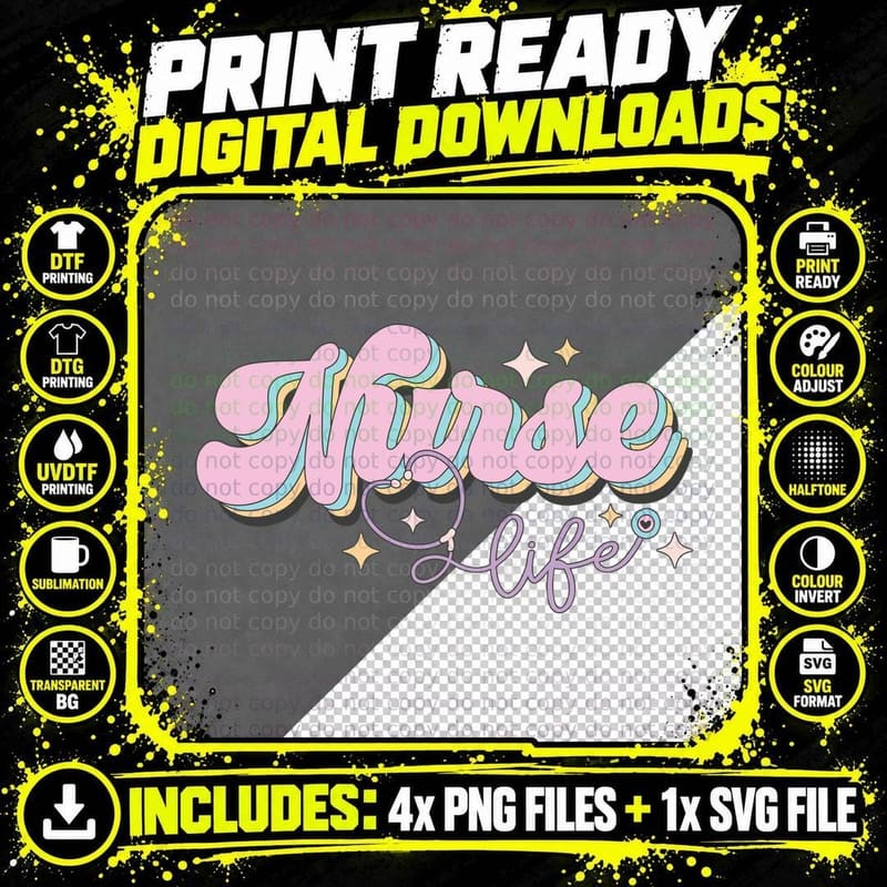 Nurse Life Nurse T-Shirt, Pastel Nurse-Themed Png SVG Digital Bundle