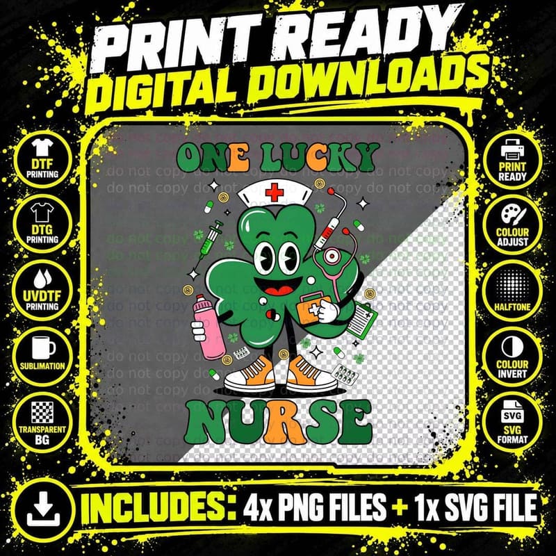 One Lucky Nurse T-Shirt, Lucky Nurse Holding Medical Png SVG Digital Bundle