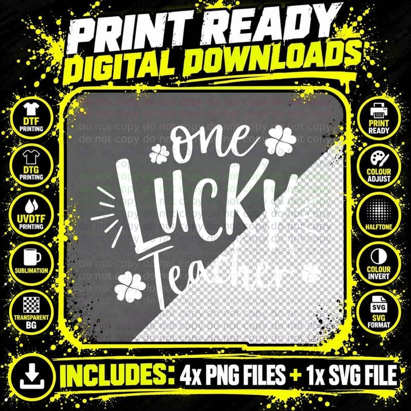 One Lucky Teacher St Patricks Day T-Shirt Png SVG Digital Bundle