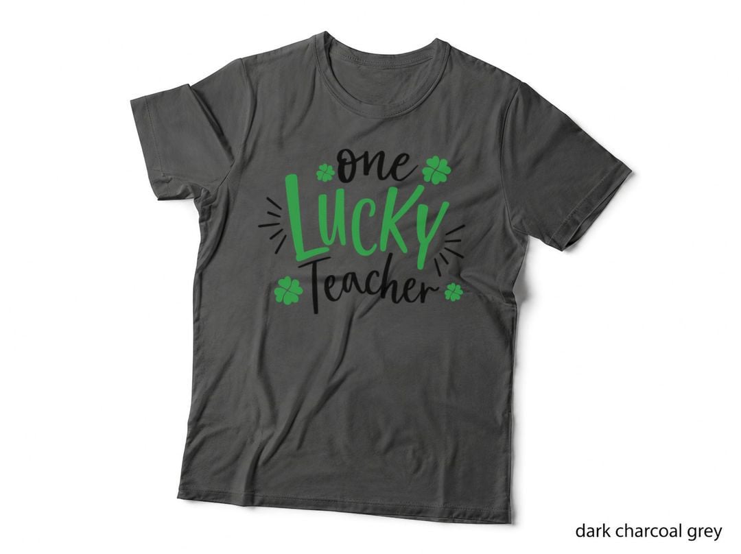 One Lucky Teacher St Patricks Day T-Shirt, Lucky Teacher Shamrocks Graphic Tee