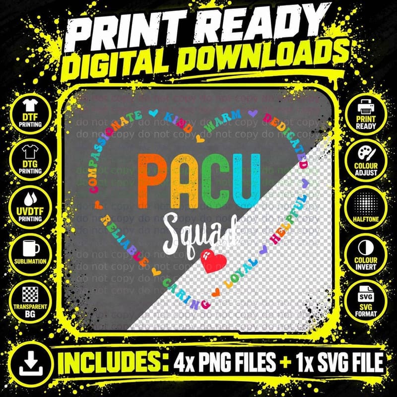 PACU Squad Nurse Week PACU Nurse & Post Anesthesia Png SVG Digital Bundle