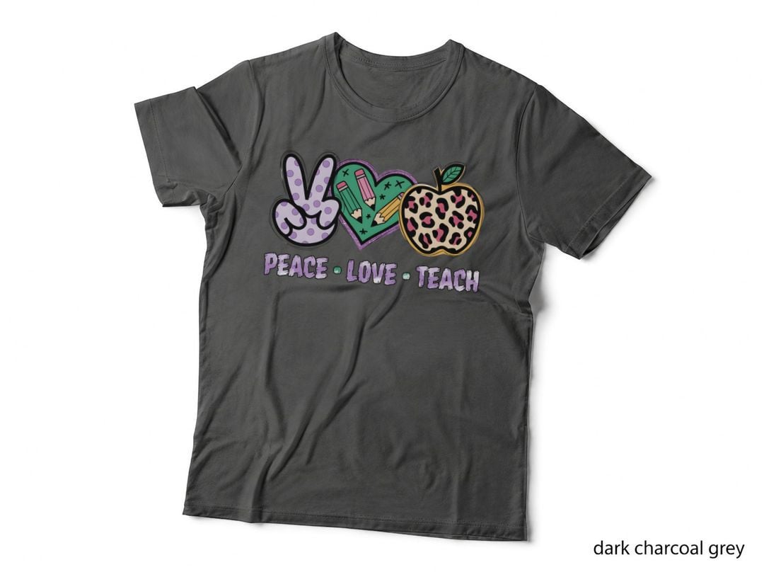 Peace, Love, Teach Back to School T-Shirt, Peaceful Teacher's Symbol Graphic