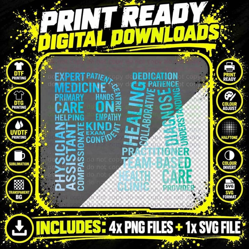 Physician Assistant Art Pa Medical Student Gifts Png SVG Digital Bundle