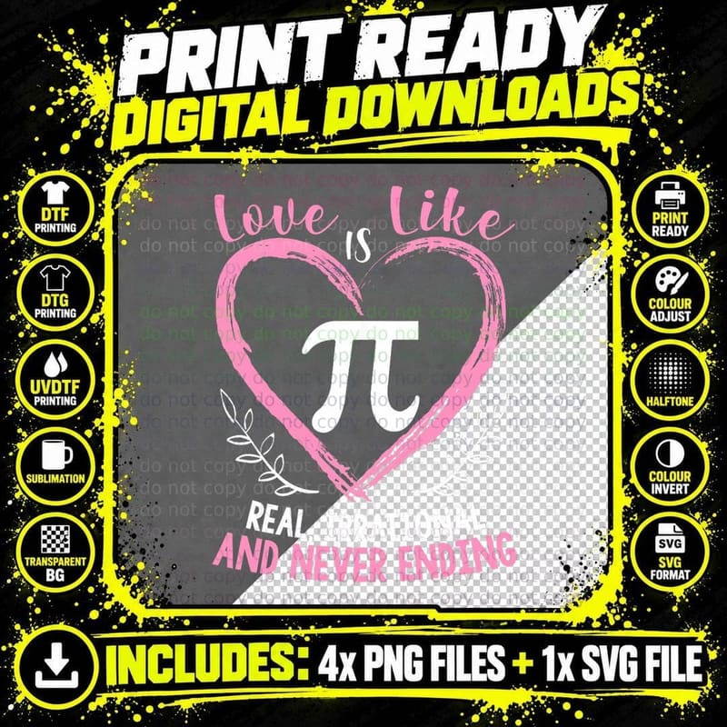 Pi Day Shirt Love Is Like Pi Mathematics Teacher Nerd Png SVG Digital Bundle