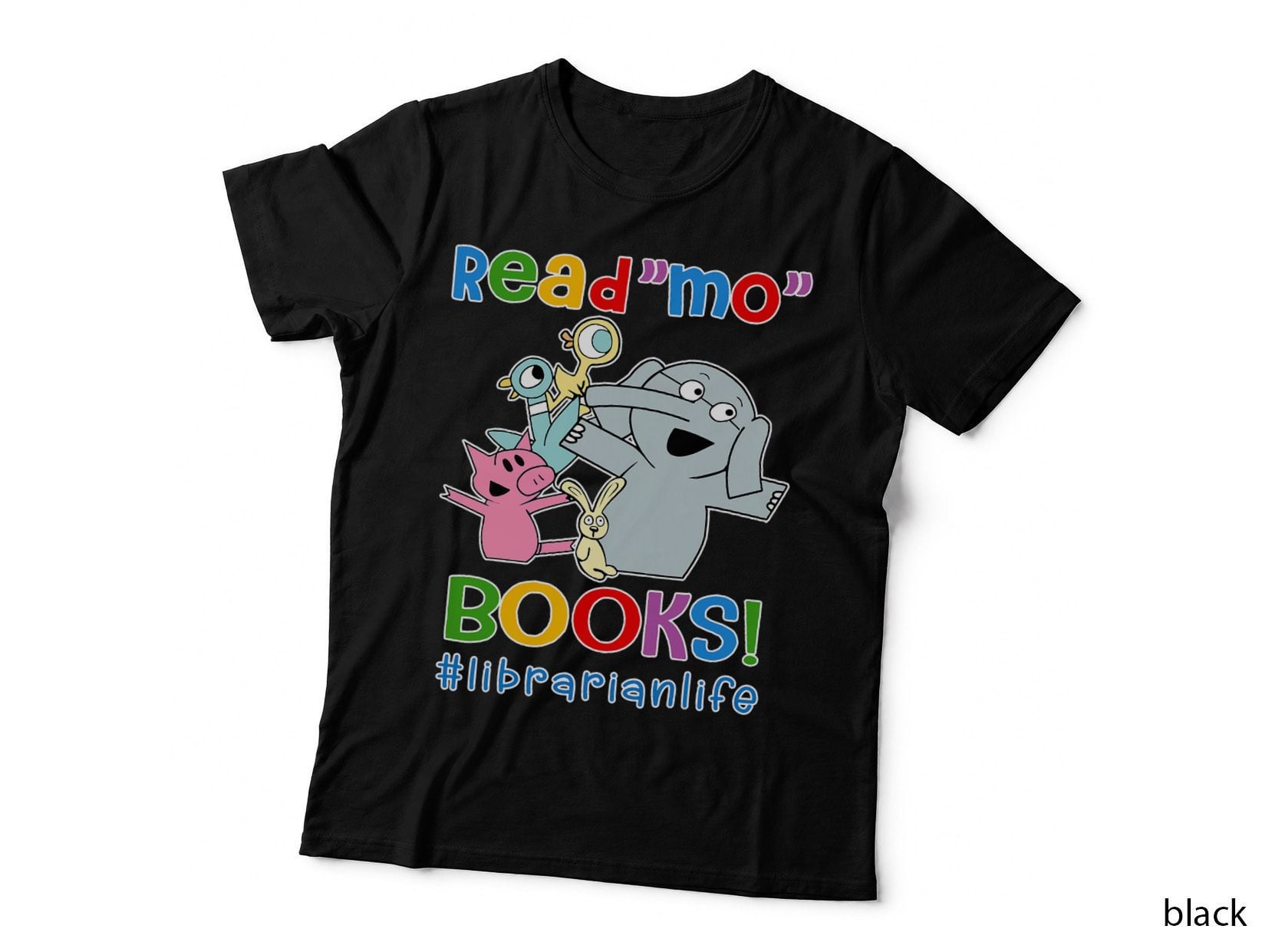 Read Mo Book Cute Teacher Librarian Elephant Pigeon T-Shirt