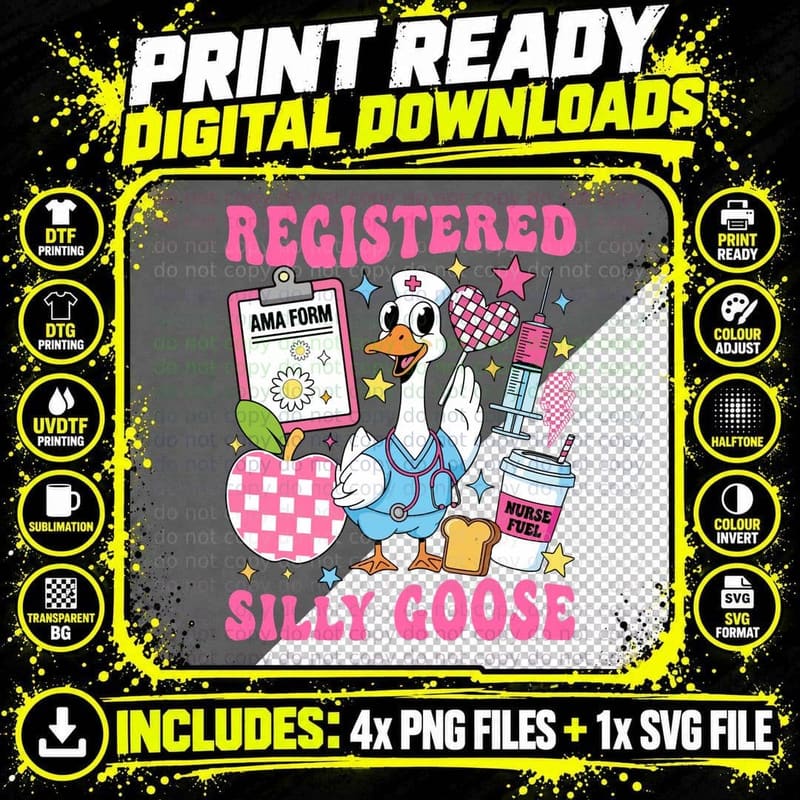 Registered Ama Form Nurse Fuel Silli Goose Funny Goose Png SVG Digital Bundle