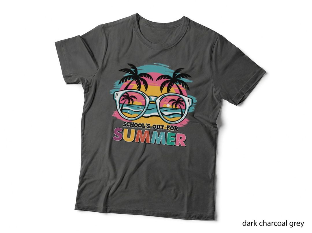 School's Out for Summer Teacher T-Shirt, Palm Trees Sunglasses Beach Sunset