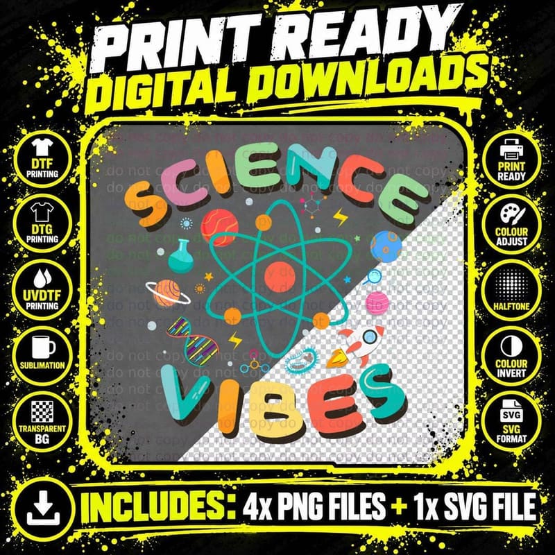 Science Vibes - Science Lover, Science Teacher and Png SVG Digital Bundle