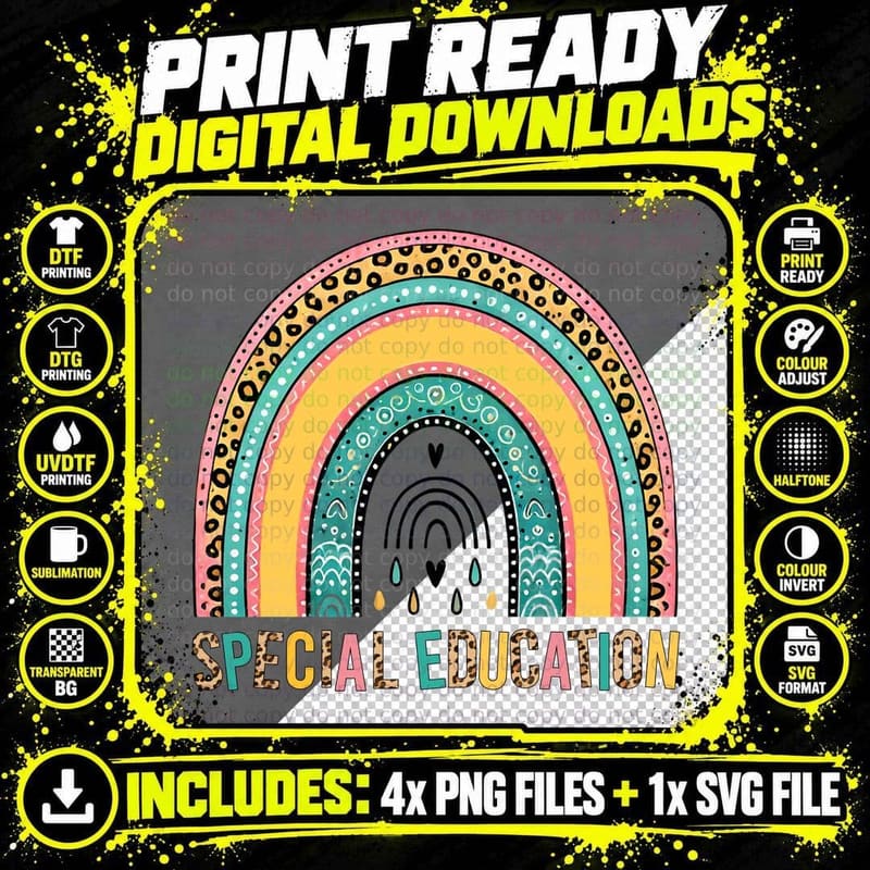 Special Education Teacher T-Shirt, Colorful Rainbow with Png SVG Digital Bundle