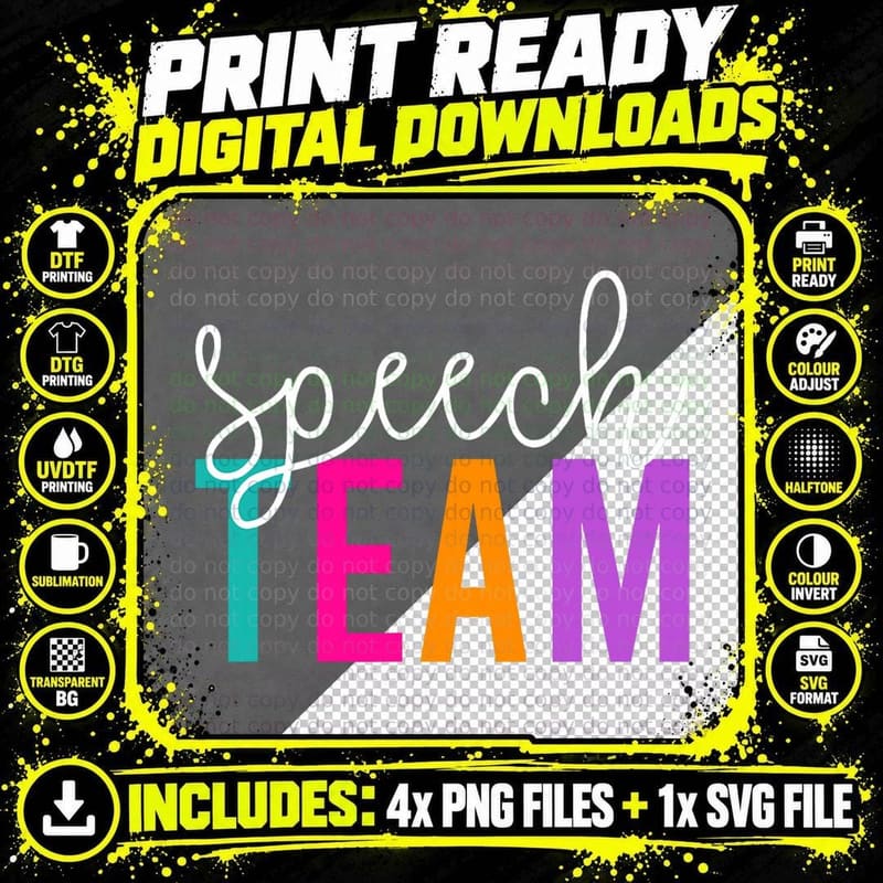 Speech Team Squad Group Gift Special Ed School Teacher Png SVG Digital Bundle