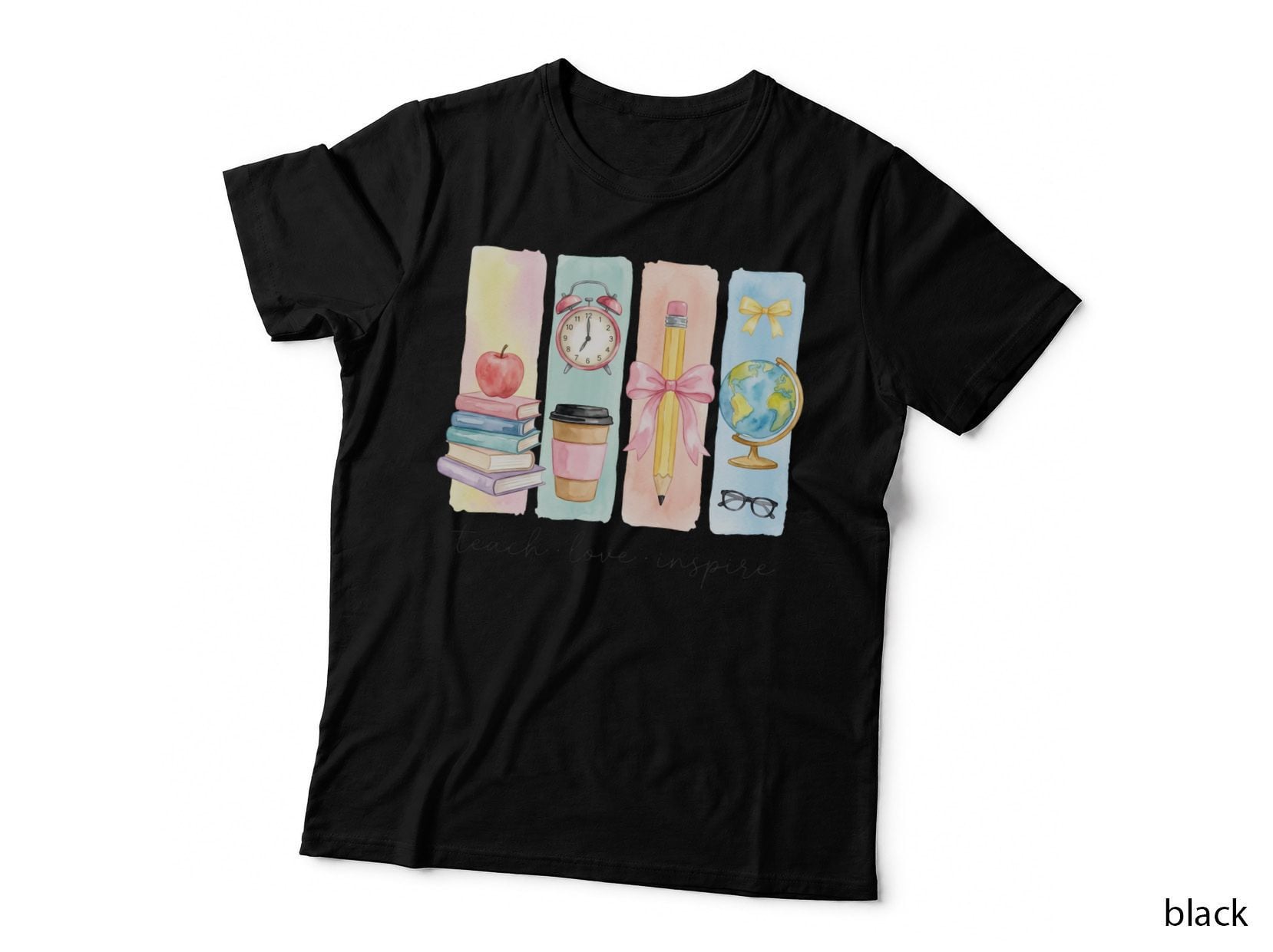 Teach, Love, Inspire Back to School T-Shirt, School Supplies and Teacher
