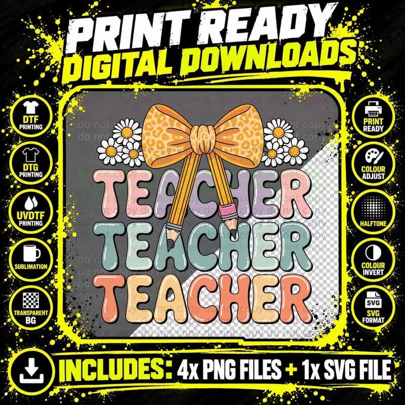 Teacher Back to School T-Shirt, Teacher Appreciation Png SVG Digital Bundle