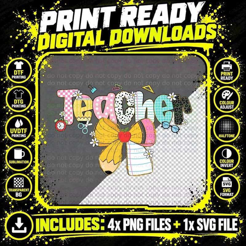 Teacher Back to School T-Shirt, Teacher's Day Png SVG Digital Bundle