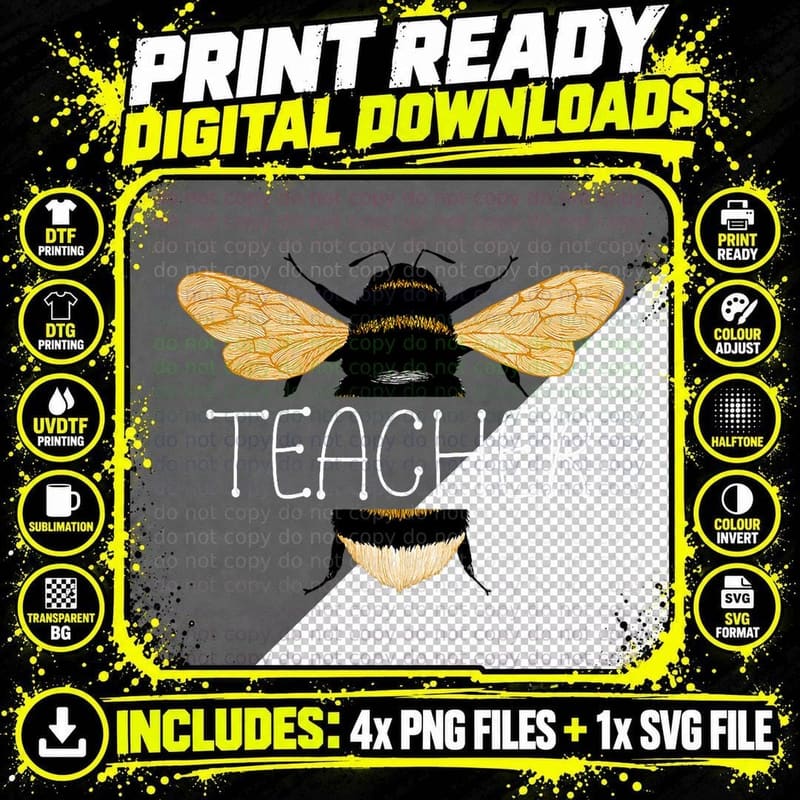 Teacher Bee Shirt, Teacher Bee School T-Shirt Png SVG Digital Bundle