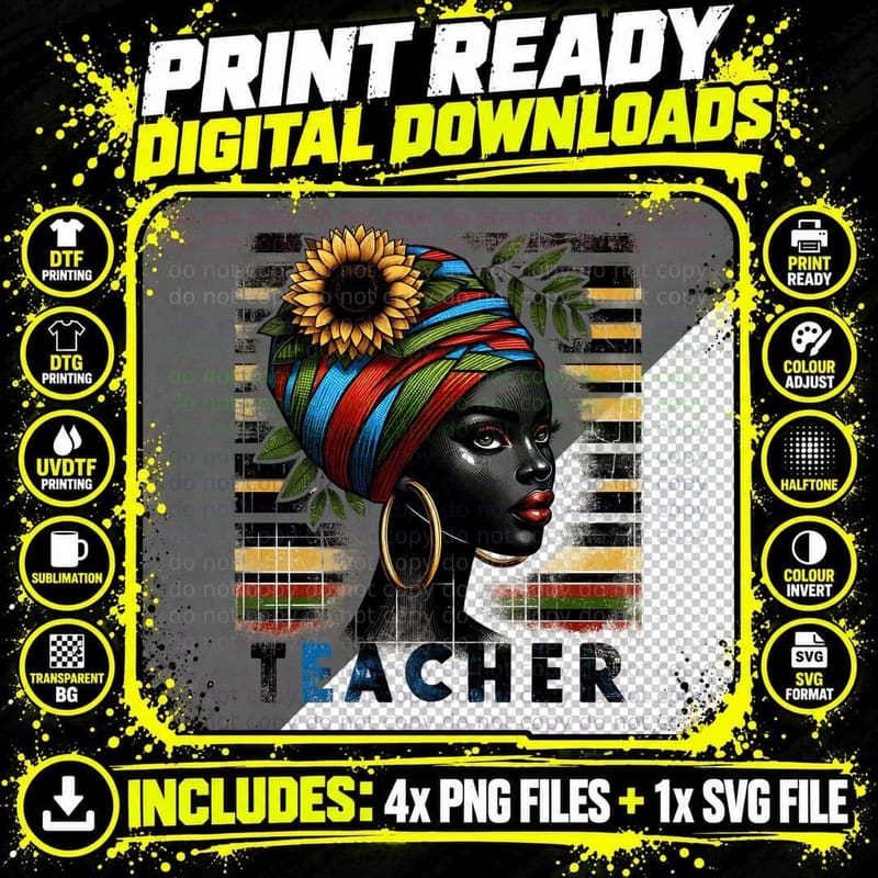 Teacher Black History Month T-Shirt Png SVG Digital Bundle