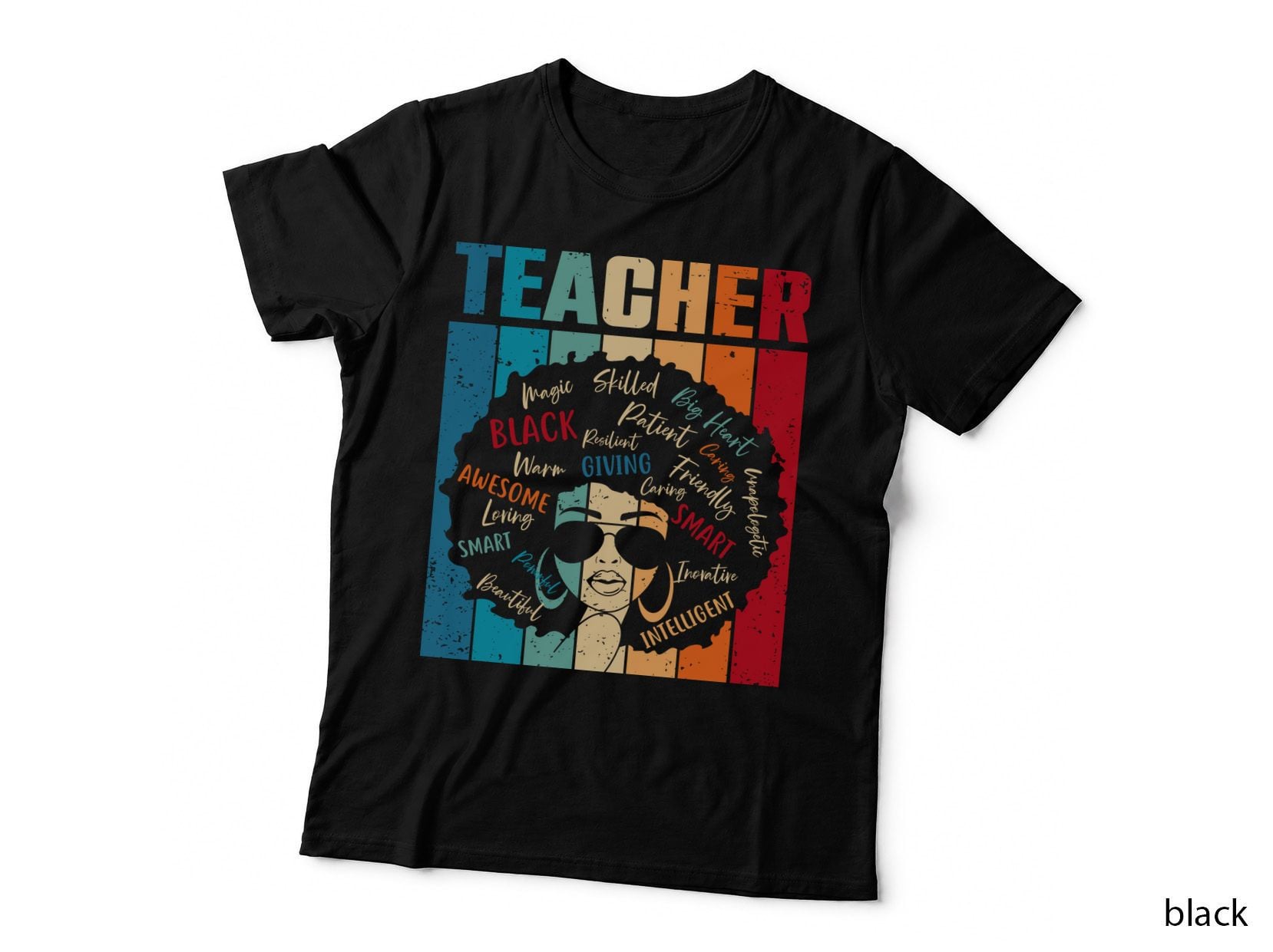 Teacher Funny Girl T-Shirt, Black Teacher Portrait with Graphic Tee
