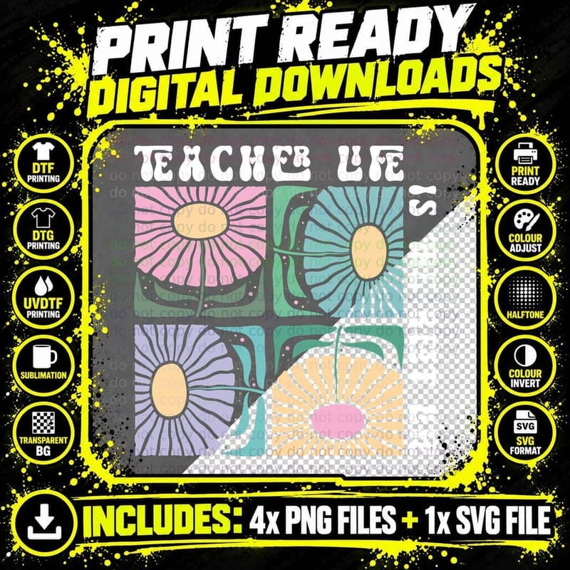 Teacher Life Is the Best Life Teacher T-Shirt Png SVG Digital Bundle