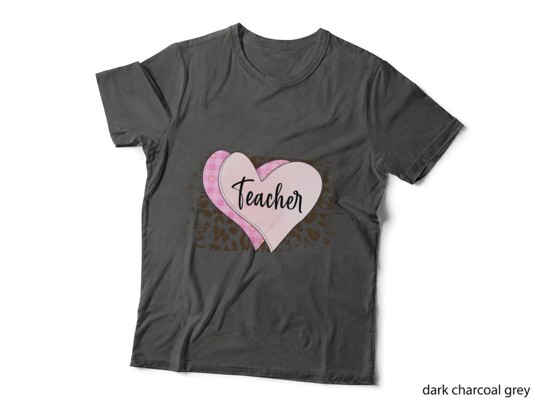 Teacher Pink Heart Leopard Print Pattern T-Shirt