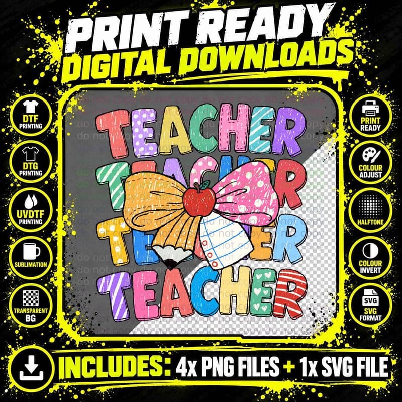 Teacher School Grade Level T-Shirt Png SVG Digital Bundle
