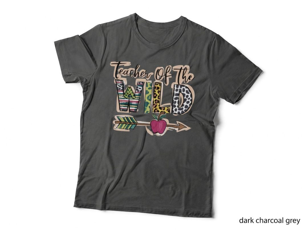 Teacher of the Wild Teacher T-Shirt, Wild Animal Print Letters with Graphic Tee