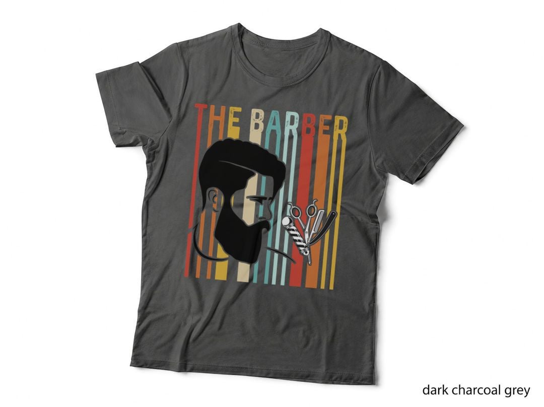 The Barber T-Shirt, Retro Barber Silhouette with Tools Graphic Tee
