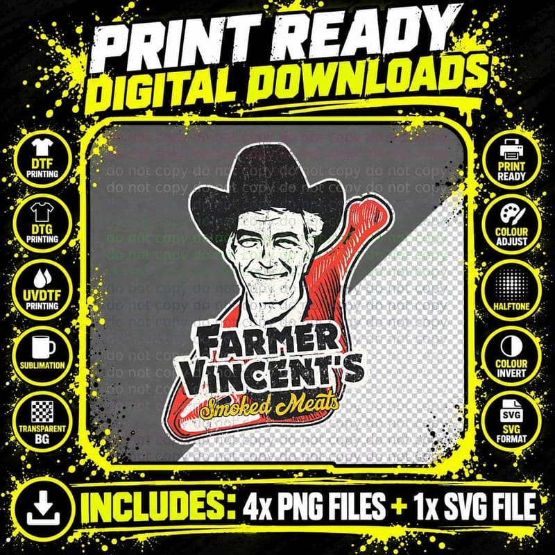 Vintage Farmer Vincent's Smoked Meat Motel Hell Fan Art Png SVG Digital Bundle