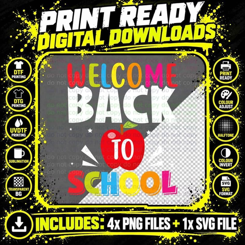 Welcome Back to School Retro First Day of School Teacher Png SVG Digital Bundle