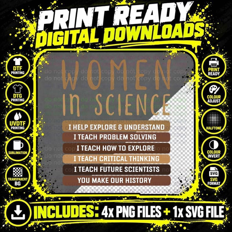 Women Belong in Science Design for Biology & Physics Png SVG Digital Bundle