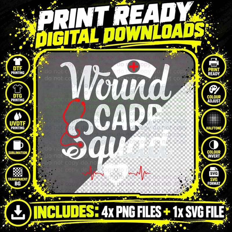 Wound Care Squad Team Funny Wound Care Nurse Nursing RN Png SVG Digital Bundle