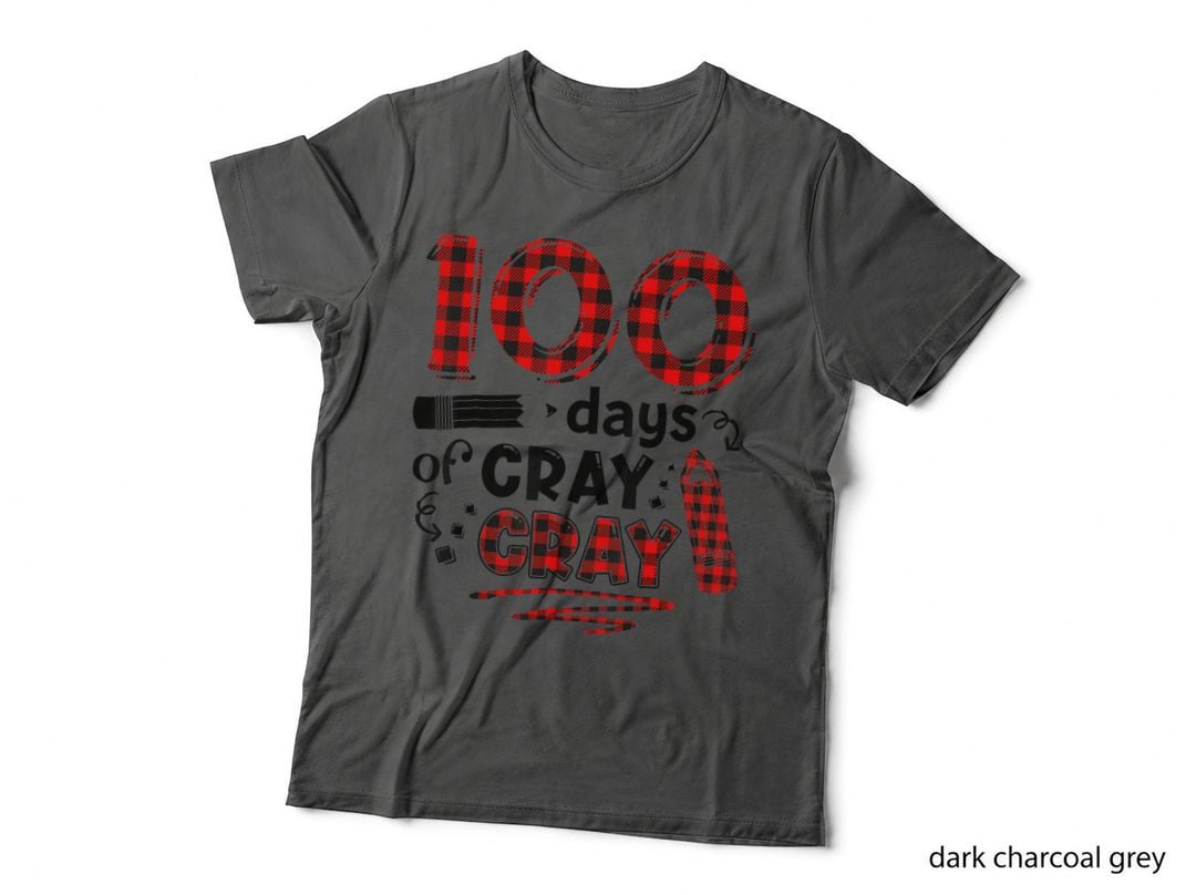 100 Days Cray Cray 100th Day of School Buffalo Plaid Teacher T-Shirt