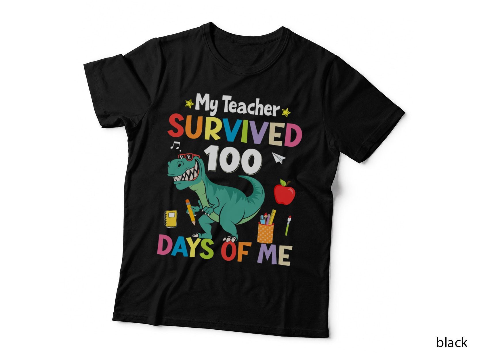 100th Day of School My Teacher Survived 100 Days Boys Dino T-Shirt