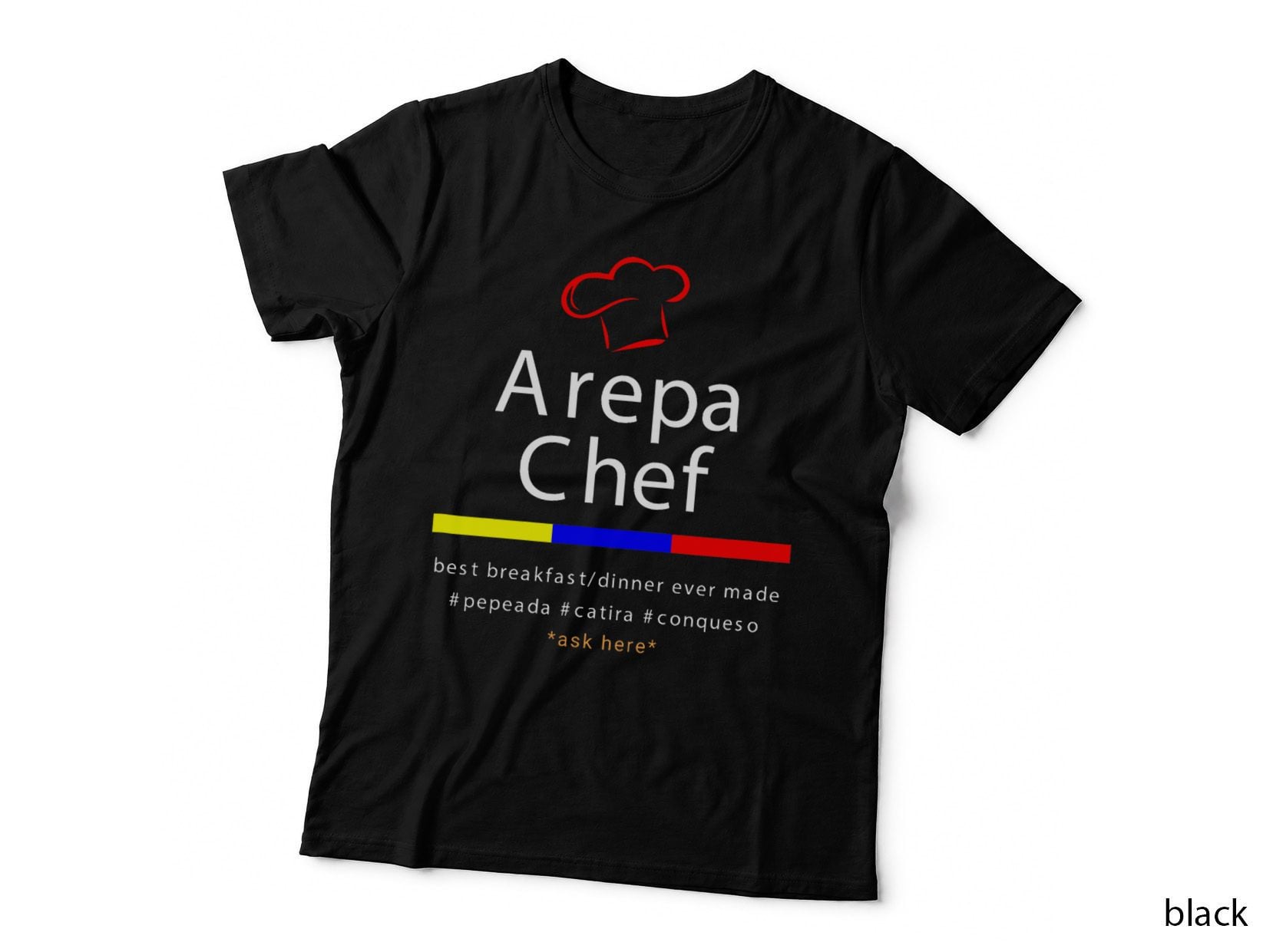 Arepa Chef with Red Cap Tricolor Dark Venezuela Gift T-Shirt