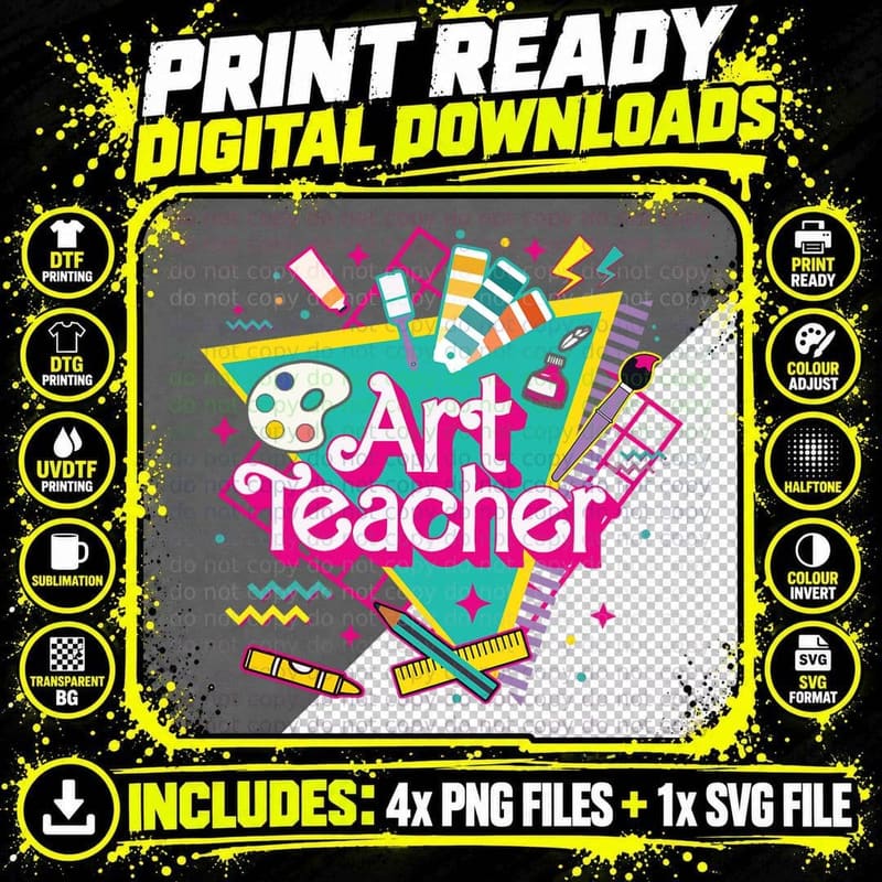 Art Teacher Artist Teacher School Teaching Future Png SVG Digital Bundle