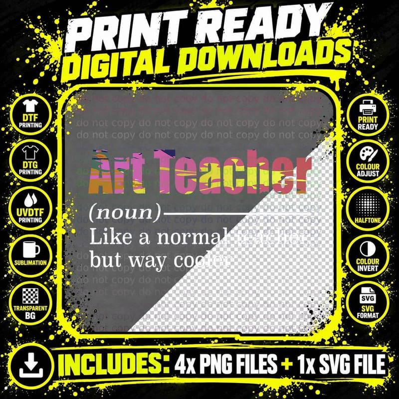Art Teacher Painter School Artist Paint Brush T-Shirt Png SVG Digital Bundle