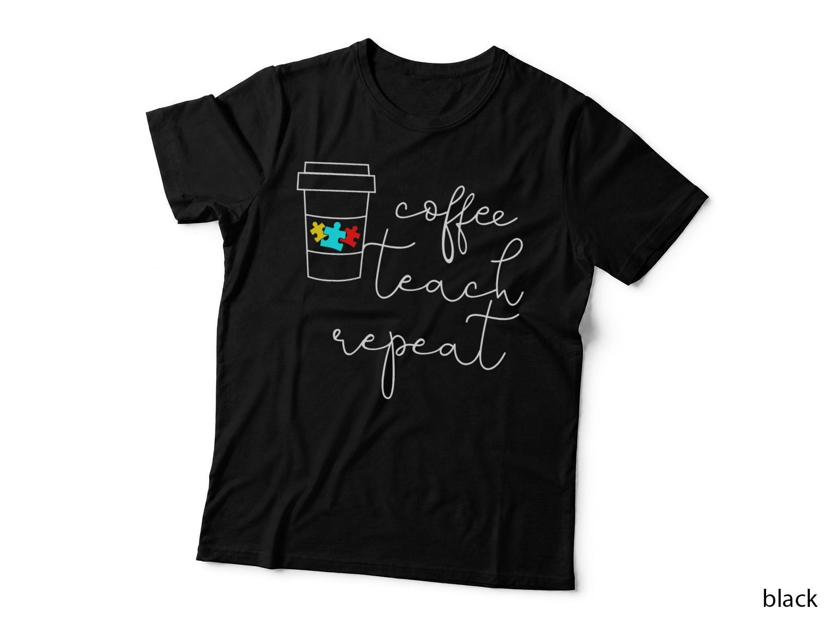 Autism Teacher Gift Design for Coffee Loving Teachers T-Shirt