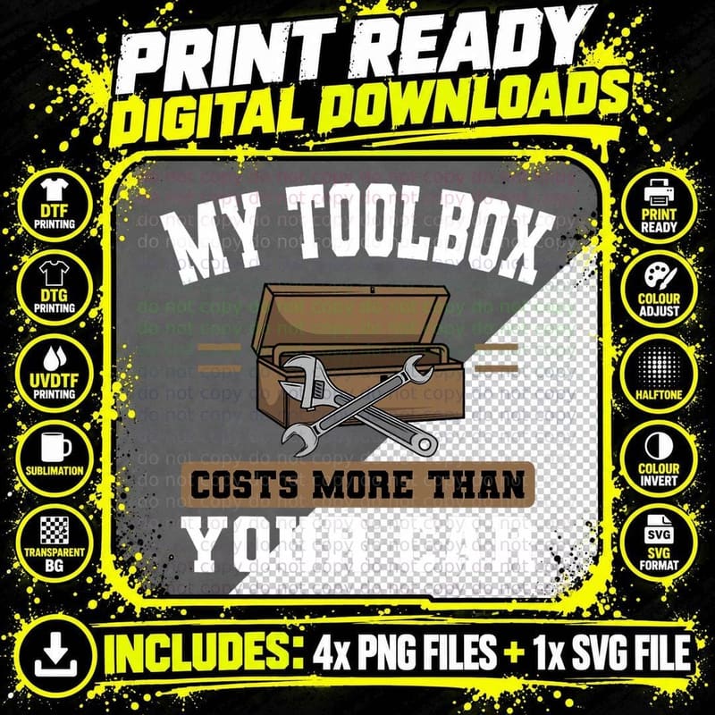 Auto Mechanic Toolbox Automotive Technician Mech T-Shirt Png SVG Digital Bundle