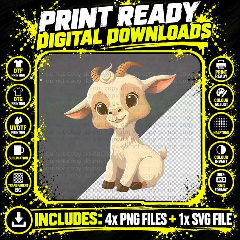 Baby Goat Funny Animal Farmer Goat Lover Gifts Funny Png SVG Digital Bundle