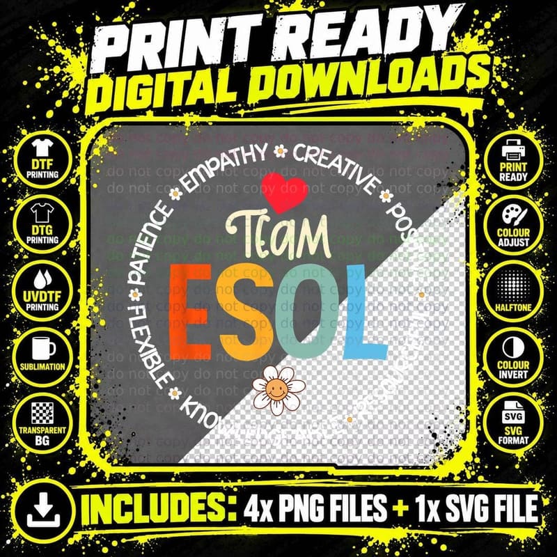 Back to School Teachers Crew Students - Team ESOL Png SVG Digital Bundle