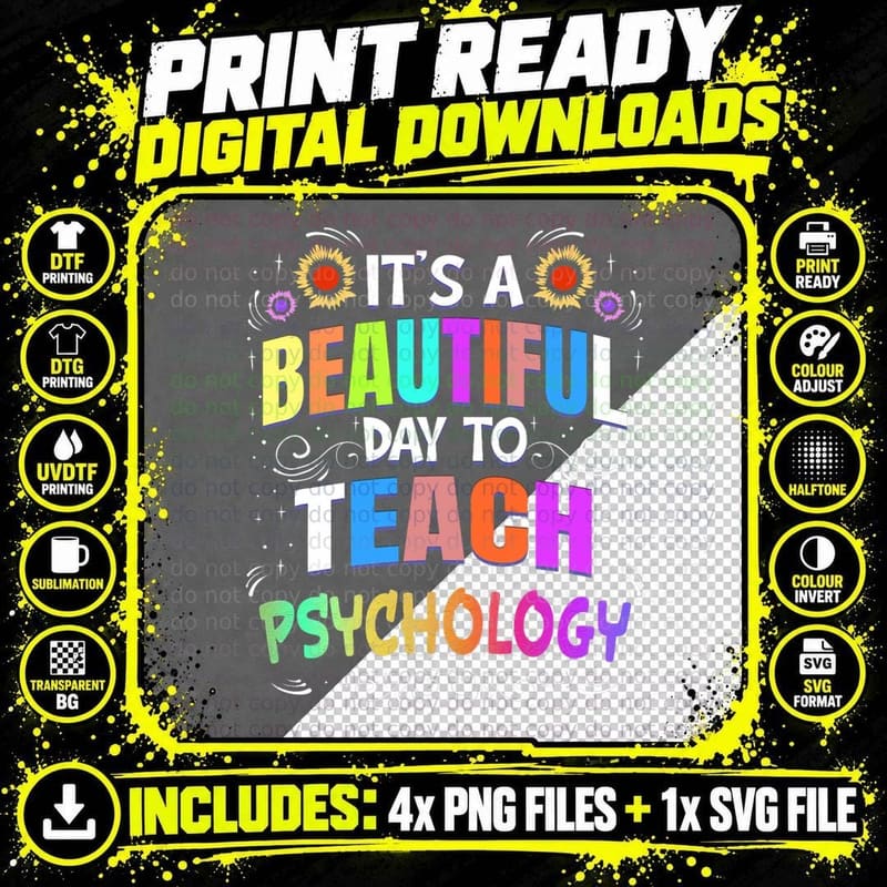 Beautiful Day to Teach Psychology - Psychology Teacher Png SVG Digital Bundle