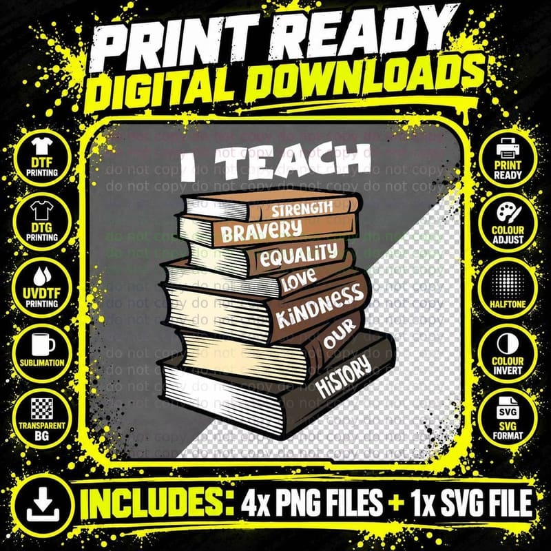 Black History African American Educator Teacher I Teach Png SVG Digital Bundle