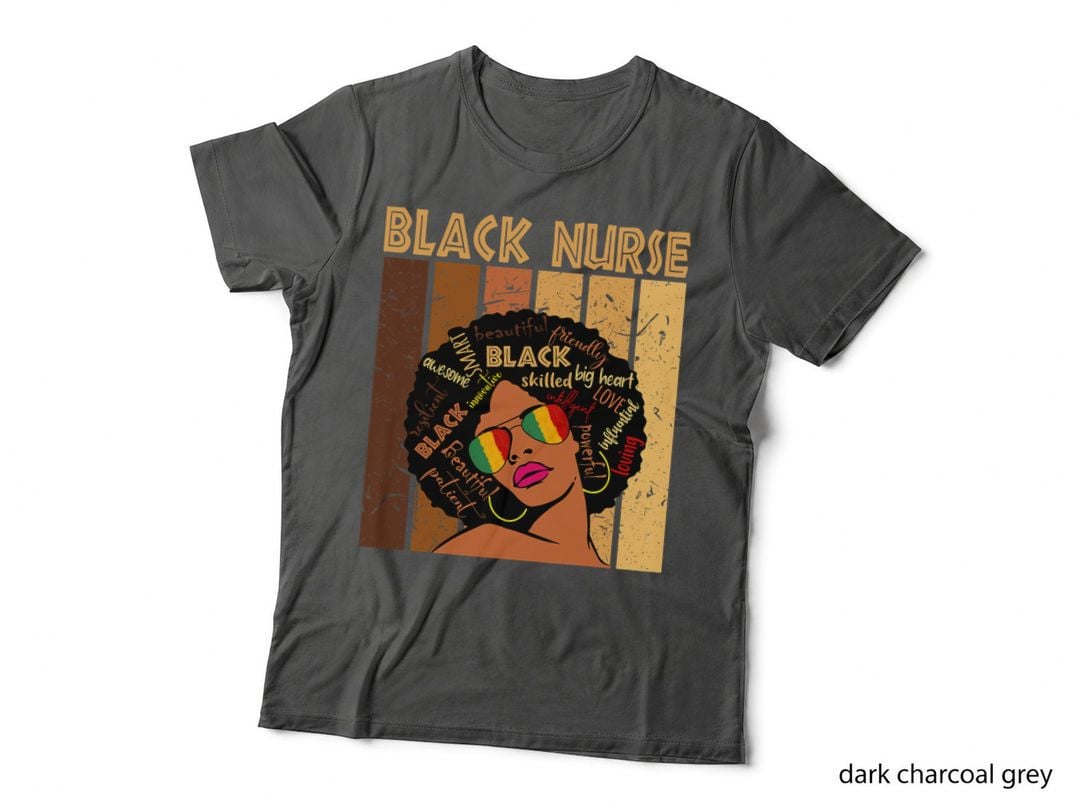 Black Nurse Afro African American Women Black History Month T-Shirt