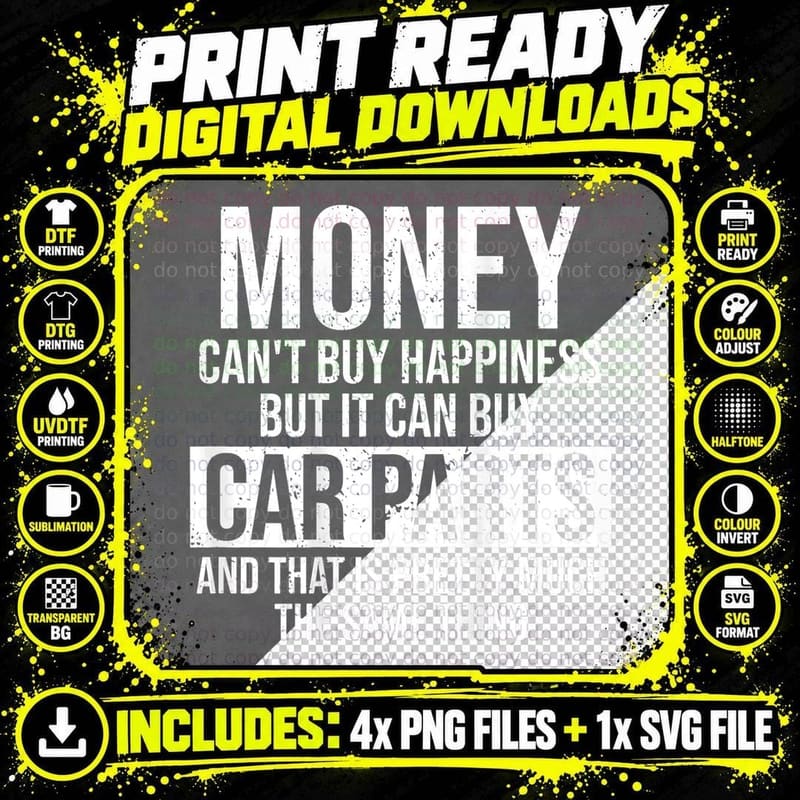 Can Buy Car Parts Funny Car Guy Car Lover Auto Mechanic Png SVG Digital Bundle