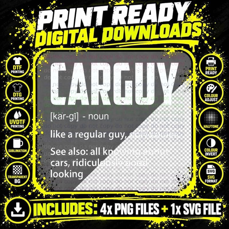 Car Guy Definition Car Lover Funny Car Mechanic Auto Png SVG Digital Bundle