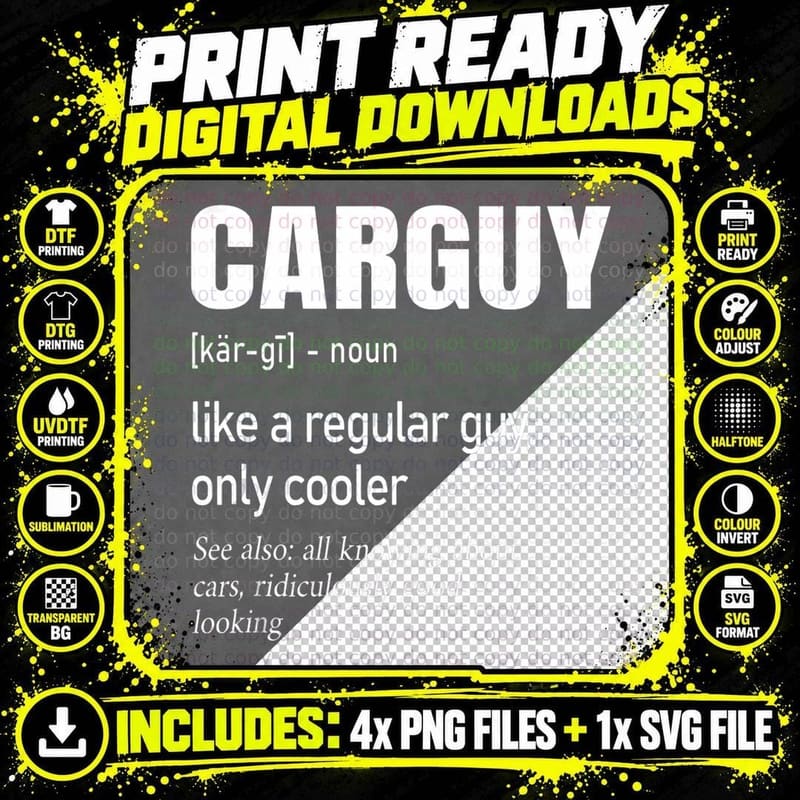 Car Guy Definition Mechanic & Auto Racing Mens Png SVG Digital Bundle