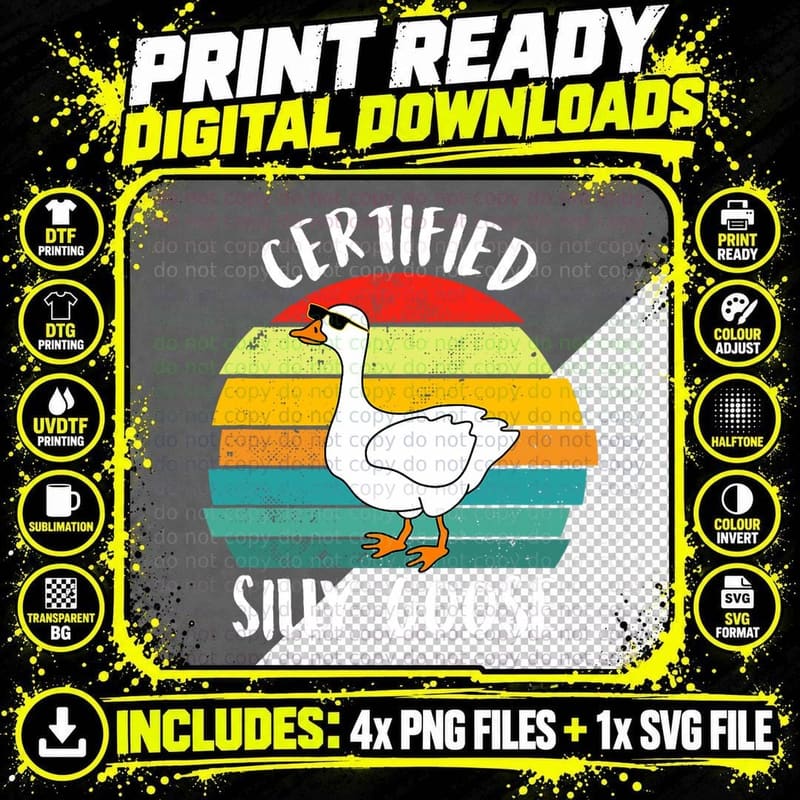 Certified Silly Goose Funny Goose Lover Farmer Farm Life Png SVG Digital Bundle