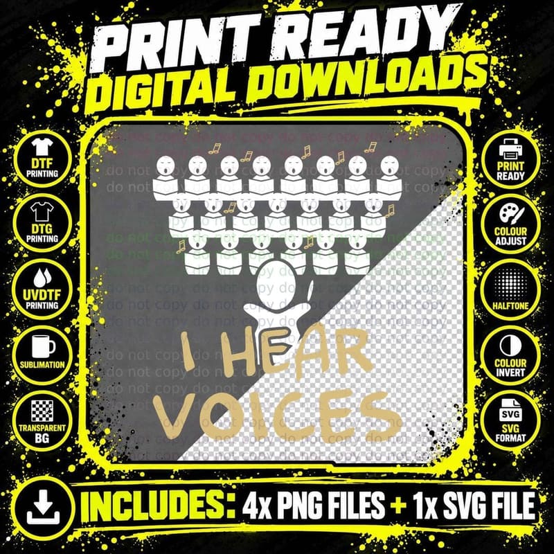 Choir Teacher I Hear Voices Funny Chorister T-Shirt Png SVG Digital Bundle